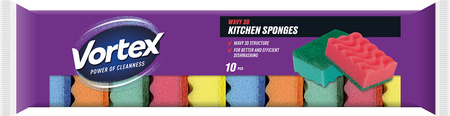 VORTEX Gąbki kuchenne 3D Wave 10 szt.