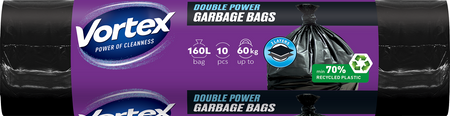 HURT - VORTEX Podwójna Moc 2-warstwowe worki na śmieci LDPE 110x105 cm czarny 160L/10 sztuk 
