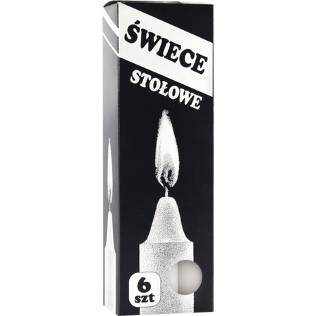 HURT - Świece stołowe białe 6szt