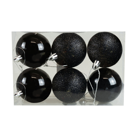 Zestaw bombek czarno-brokatowych (6 szt.)