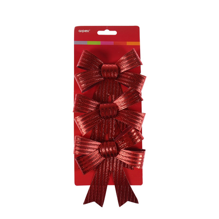 Zestaw kokard dekoracyjnych - prążki (3 szt.) czerwonych