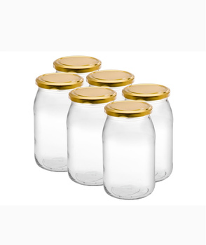 Słoik 900ml z nakrętką złotą x6szt