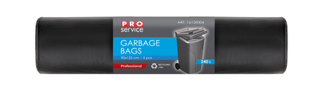 Worek na śmieci PRO PE 90*125 czarny LD 240l/5 szt.