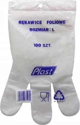 Rękawice foliowe HD rozm. L 100szt. zawieszka