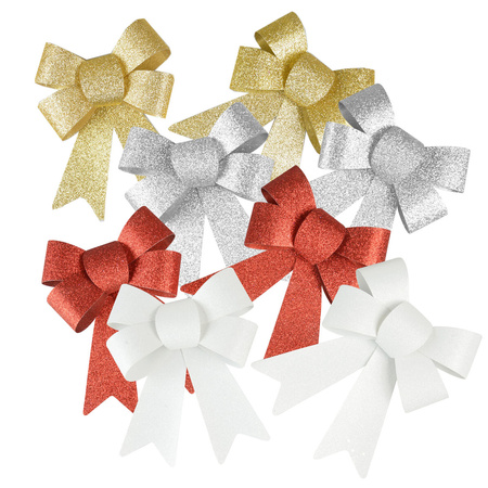 Zestaw kokard brokatowych (2 szt.) czerwonych