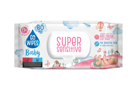 HURT - GOWIPES BABY SUPER SENSITIVE Chusteczki nawilżane z mlekiem ryżowym Flip top 60 sztuk x 14 op