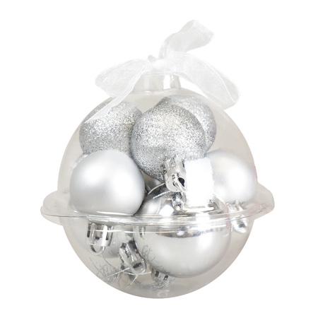 Zestaw dekoracji w bombce (9 szt.) - srebrne