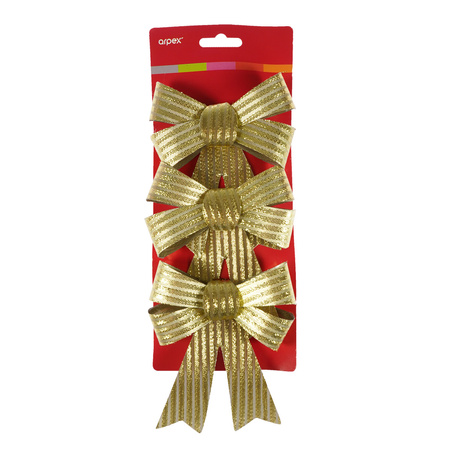 Zestaw kokard dekoracyjnych - prążki (3 szt.) złotych