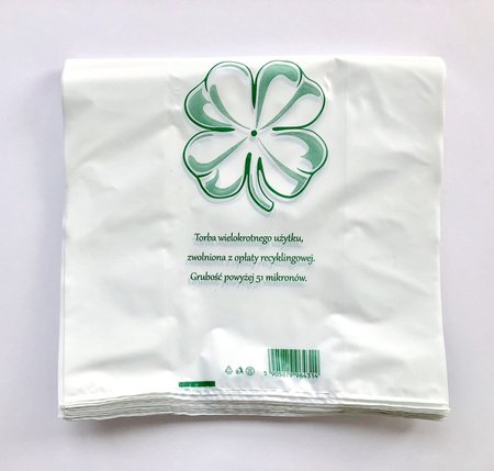 Torba 30/8*55^51mik biała z nadrukiem eko. 50szt.