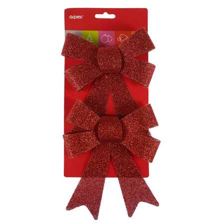 Zestaw kokard brokatowych (2 szt.) czerwonych