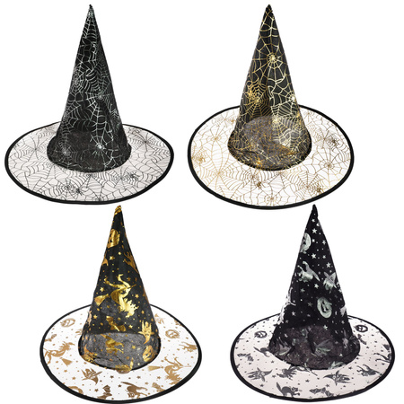 Kapelusz czarownicy z transparentnym rondem 1szt rozm.uniwersalny