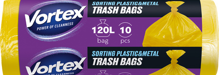 VORTEX Worki na śmieci żółty 70*110 cm LD 120L / 10 sztuk