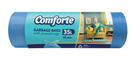 Comforte Worki na śmieci z taśmą 45*54cm/30szt / 35L Czarne 7 µm