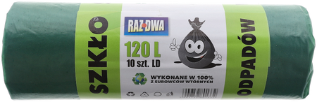 HURT - Worki do segregacji odpadów 120L zielone - szkło a10