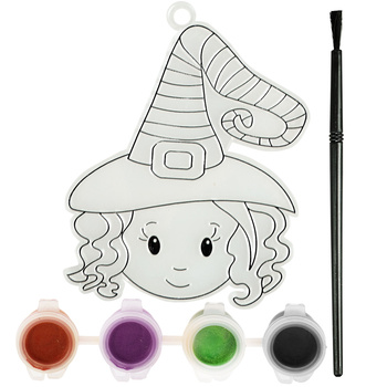 Halloweenowy witrażyk do malowania (zestaw z farbkami i patyczkiem)