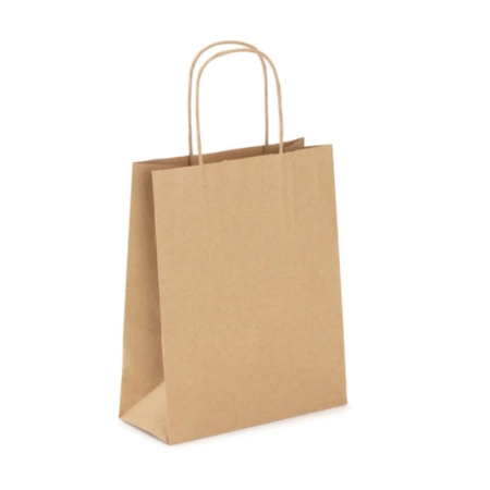 Torby papierowe szare z rączką skręconą 220x100x280^80g 300szt.