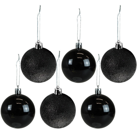 Zestaw bombek czarno-brokatowych (6 szt.)