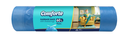 Comforte Worki na śmieci z taśmą 55 * 64 cm niebieski HDPE 60L