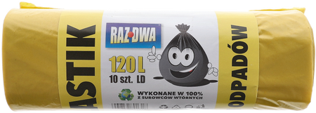 Worki do segregacji odpadów 120L żółte - plastik/metal a10