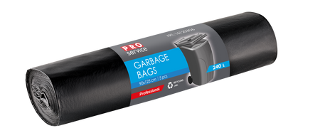 Worek na śmieci PRO PE 90*125 czarny LD 240l/5 szt.