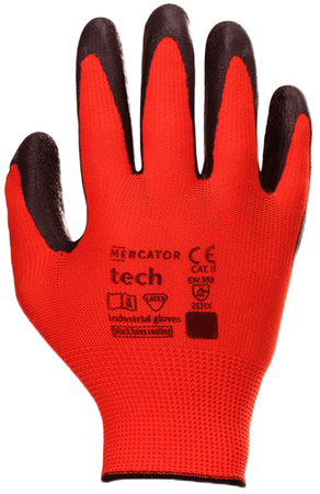 HURT - Rękawice Robocze MERCATOR Tech Red+Black Latex rozm M