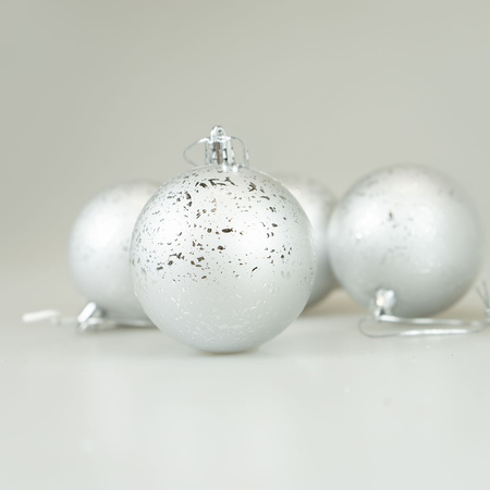 Zestaw bombek z efektem rosy (4 szt.) - srebrny