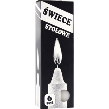 HURT - Świece stołowe białe 6szt 