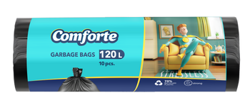 Comforte Worki na śmieci 70*100cm / 10pcs / 120L Czarne 21 µm