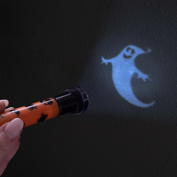 Latarka z nakładkami - halloweenowe wzory