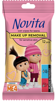 HURT - Novita Minionki Chusteczki nawilżane do demakijażu dla nastolatków, 12 szt x 27 op