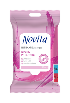 HURT - Novita chusteczki nawilżane intymne Biolin prebiotyk 15 sztuk x 14 op