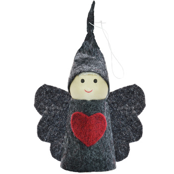 Filcowa figurka dekoracyjna - aniołek szary