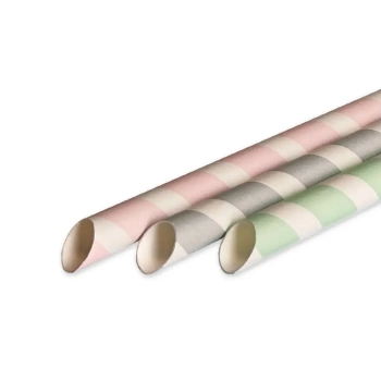 HURT - Słomka papierowa 197mm fi8 paski kolor mix 100szt.