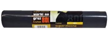 Worki LD szare na gruz 80L 110mik 5szt  bardzo grube