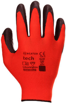 HURT - Rękawice Robocze MERCATOR Tech Red+Black Latex rozm M